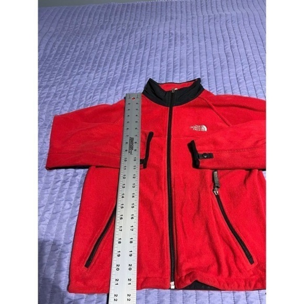 The North Face Youth Red Full Zip Fleece Jacket Mock Neck Size Medium M/M - Picture 4 of 12